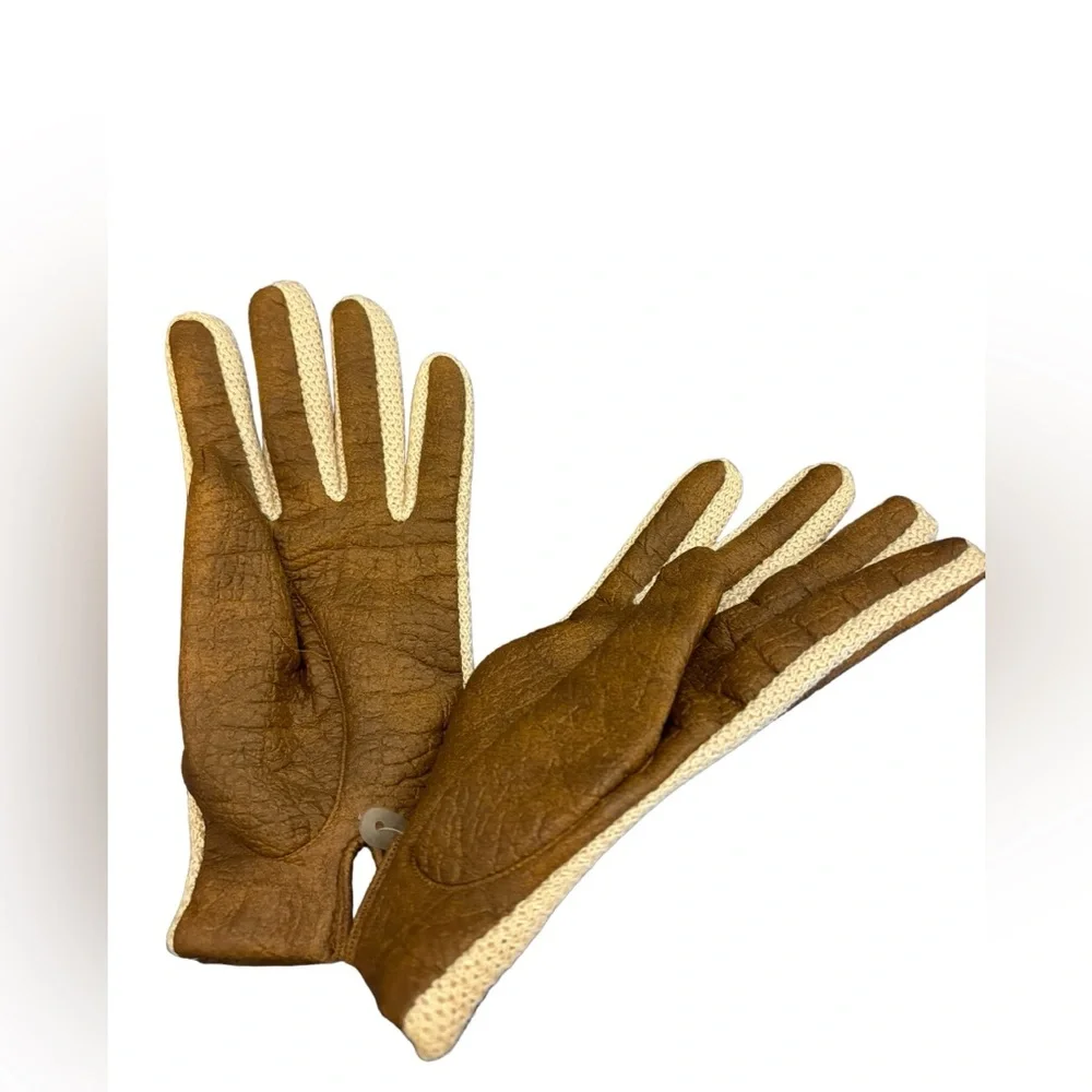 Aris‎ Women’s Brown and Tan Snuggler Gloves Size Large